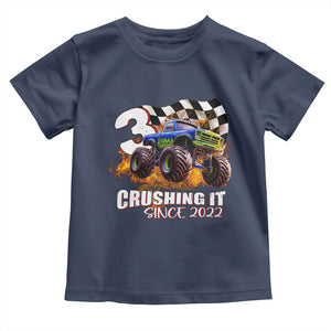 Monster Truck Birthday Toddler T Shirt Happy 3rd Bday Party 3 Years Old Boy TS02 Navy Print Your Wear