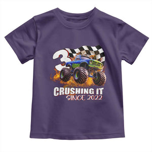 Monster Truck Birthday Toddler T Shirt Happy 3rd Bday Party 3 Years Old Boy TS02 Purple Print Your Wear