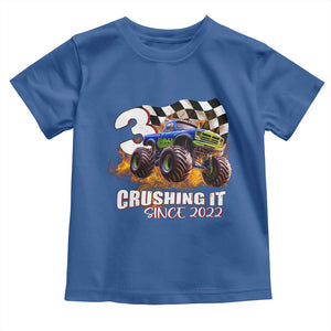 Monster Truck Birthday Toddler T Shirt Happy 3rd Bday Party 3 Years Old Boy TS02 Royal Blue Print Your Wear