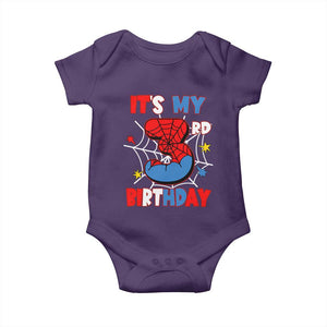 Spider Birthday Baby Onesie It's My 3rd Bday Party 3 Years Old Boy TS02 Purple Print Your Wear