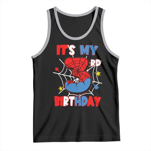 Spider Birthday Tank Top It's My 3rd Bday Party 3 Years Old Boy TS02 Black Athletic Heather Print Your Wear