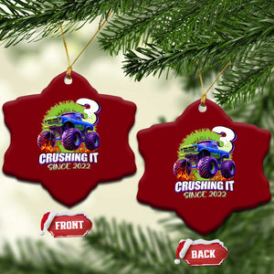 Monster Truck Birthday Ceramic Ornament 3 Years Old Boys Happy 3rd Bday Party TS02 Print Your Wear