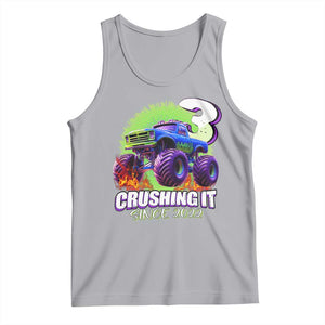 Monster Truck Birthday Tank Top 3 Years Old Boys Happy 3rd Bday Party TS02 Athletic Heather Print Your Wear