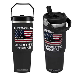 Operation Absolute Resolve Flip Straw Tumbler US Military Extraction Mission American Flag TS02 One Size: 30 oz Black Print Your Wear