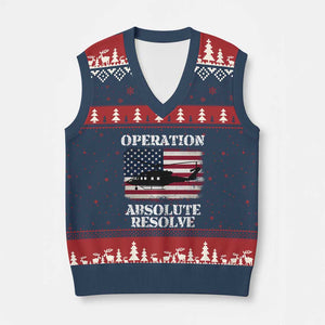 Operation Absolute Resolve V-Neck Knit Sweater Vest US Military Extraction Mission American Flag TS02 Navy Red Print Your Wear