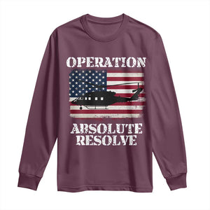 Operation Absolute Resolve Long Sleeve Shirt US Military Extraction Mission American Flag TS02 Maroon Print Your Wear