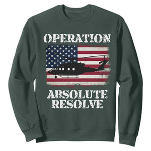 Operation Absolute Resolve Sweatshirt US Military Extraction Mission American Flag TS02 Dark Forest Green Print Your Wear