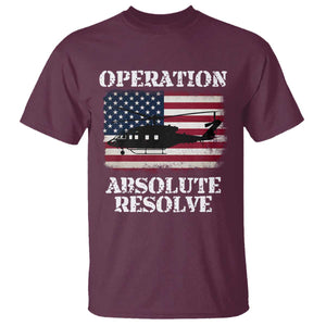 Operation Absolute Resolve T Shirt US Military Extraction Mission American Flag TS02 Maroon Print Your Wear