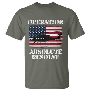 Operation Absolute Resolve T Shirt US Military Extraction Mission American Flag TS02 Military Green Print Your Wear