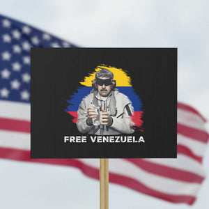 Free Venezuela Maduro Protest Sign Political Satire TS02 Horizontal 18" × 24" Black Print Your Wear