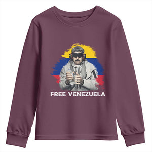 Free Venezuela Maduro Youth Sweatshirt Political Satire TS02 Maroon Print Your Wear