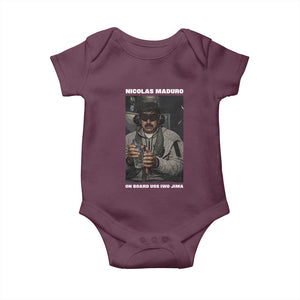 Maduro Captured Meme Baby Onesie On Board USS Iwo Jima Political Satire TS02 Maroon Print Your Wear