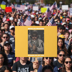 Maduro Captured Meme Protest Sign On Board USS Iwo Jima Political Satire TS02 Horizontal 18" × 24" Yellow Print Your Wear