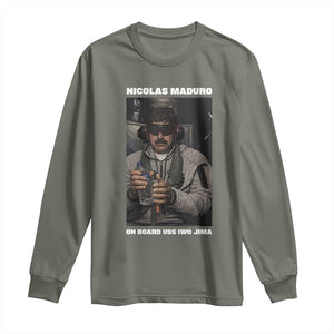 Maduro Captured Meme Long Sleeve Shirt On Board USS Iwo Jima Political Satire TS02 Military Green Print Your Wear