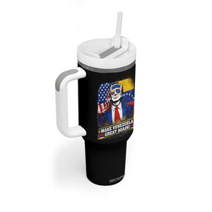 Make Venezuela Great Again Tumbler With Handle Patriotic Trump American Venezuelan Flags TS02 Print Your Wear