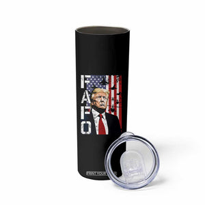 Patriotic Trump American Flag and Fighter Jet Graphic Skinny Tumbler TS02 Print Your Wear