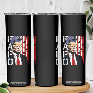Patriotic Trump American Flag and Fighter Jet Graphic Skinny Tumbler TS02 Print Your Wear
