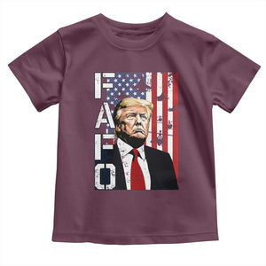 Patriotic Trump American Flag and Fighter Jet Graphic Toddler T Shirt TS02 Maroon Print Your Wear