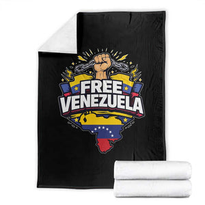 Free Venezuela Raised Fist Throw Blanket Libre Venezuelan Flag Map Liberation TS02 Black Print Your Wear