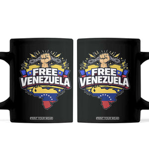 Free Venezuela Raised Fist Coffee Mug Libre Venezuelan Flag Map Liberation TS02 Black Print Your Wear