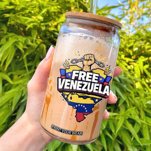 Free Venezuela Raised Fist Glass Can Libre Venezuelan Flag Map Liberation TS02 Black Print Your Wear