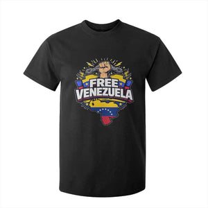 Free Venezuela Raised Fist T Shirt For Kid Libre Venezuelan Flag Map Liberation TS02 Black Print Your Wear