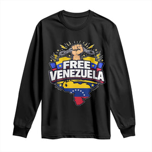 Free Venezuela Raised Fist Long Sleeve Shirt Libre Venezuelan Flag Map Liberation TS02 Black Print Your Wear