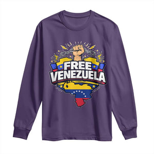 Free Venezuela Raised Fist Long Sleeve Shirt Libre Venezuelan Flag Map Liberation TS02 Purple Print Your Wear