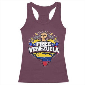 Free Venezuela Raised Fist Racerback Tank Top Libre Venezuelan Flag Map Liberation TS02 Maroon Print Your Wear