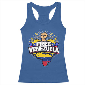 Free Venezuela Raised Fist Racerback Tank Top Libre Venezuelan Flag Map Liberation TS02 Royal Blue Print Your Wear