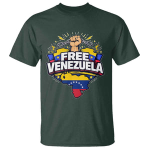 Free Venezuela Raised Fist T Shirt Libre Venezuelan Flag Map Liberation TS02 Dark Forest Green Print Your Wear