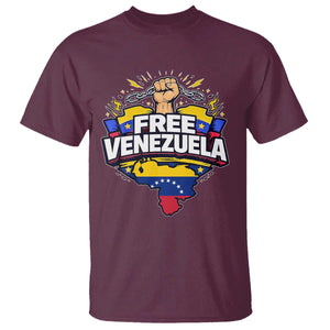 Free Venezuela Raised Fist T Shirt Libre Venezuelan Flag Map Liberation TS02 Maroon Print Your Wear