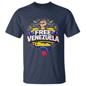 Free Venezuela Raised Fist T Shirt Libre Venezuelan Flag Map Liberation TS02 Navy Print Your Wear