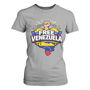 Free Venezuela Raised Fist T Shirt For Women Libre Venezuelan Flag Map Liberation TS02 Sport Gray Print Your Wear