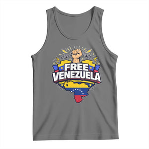 Free Venezuela Raised Fist Tank Top Libre Venezuelan Flag Map Liberation TS02 Black Heather Print Your Wear