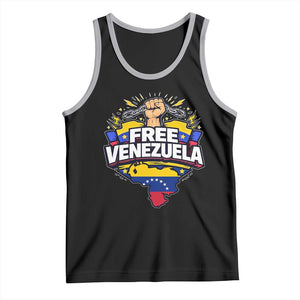 Free Venezuela Raised Fist Tank Top Libre Venezuelan Flag Map Liberation TS02 Black Athletic Heather Print Your Wear