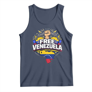 Free Venezuela Raised Fist Tank Top Libre Venezuelan Flag Map Liberation TS02 Navy Print Your Wear