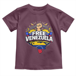 Free Venezuela Raised Fist Toddler T Shirt Libre Venezuelan Flag Map Liberation TS02 Maroon Print Your Wear