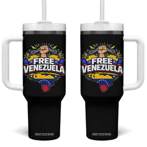 Free Venezuela Raised Fist Tumbler With Handle Libre Venezuelan Flag Map Liberation TS02 One Size: 40 oz Black Print Your Wear