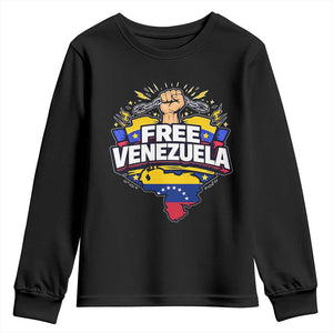 Free Venezuela Raised Fist Youth Sweatshirt Libre Venezuelan Flag Map Liberation TS02 Black Print Your Wear