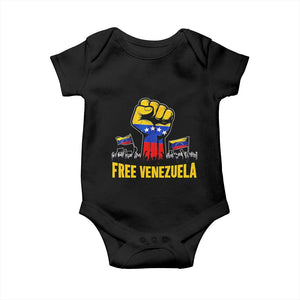 Free Venezuela Flag Baby Onesie Raised Fist Resistance for Liberation Supporters TS02 Black Print Your Wear