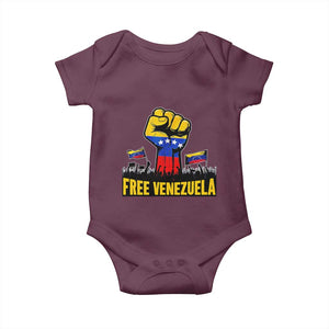 Free Venezuela Flag Baby Onesie Raised Fist Resistance for Liberation Supporters TS02 Maroon Print Your Wear