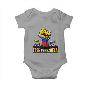 Free Venezuela Flag Baby Onesie Raised Fist Resistance for Liberation Supporters TS02 Sport Gray Print Your Wear