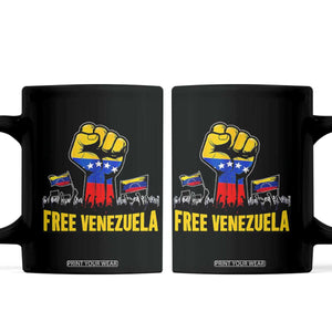 Free Venezuela Flag Coffee Mug Raised Fist Resistance for Liberation Supporters TS02 Black Print Your Wear