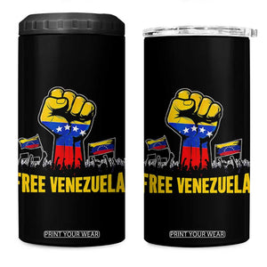Free Venezuela Flag 4 in 1 Can Cooler Tumbler Raised Fist Resistance for Liberation Supporters TS02 One Size: 16 oz Black Print Your Wear