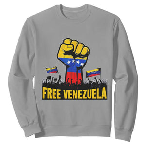 Free Venezuela Flag Sweatshirt Raised Fist Resistance for Liberation Supporters TS02 Sport Gray Print Your Wear