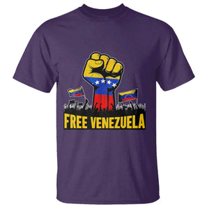 Free Venezuela Flag T Shirt Raised Fist Resistance for Liberation Supporters TS02 Purple Print Your Wear