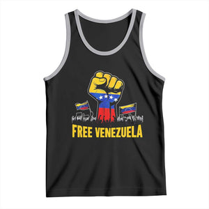 Free Venezuela Flag Tank Top Raised Fist Resistance for Liberation Supporters TS02 Black Athletic Heather Print Your Wear