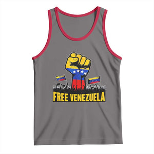 Free Venezuela Flag Tank Top Raised Fist Resistance for Liberation Supporters TS02 Deep Heather Red Print Your Wear