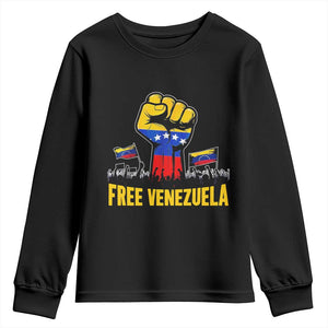 Free Venezuela Flag Youth Sweatshirt Raised Fist Resistance for Liberation Supporters TS02 Black Print Your Wear